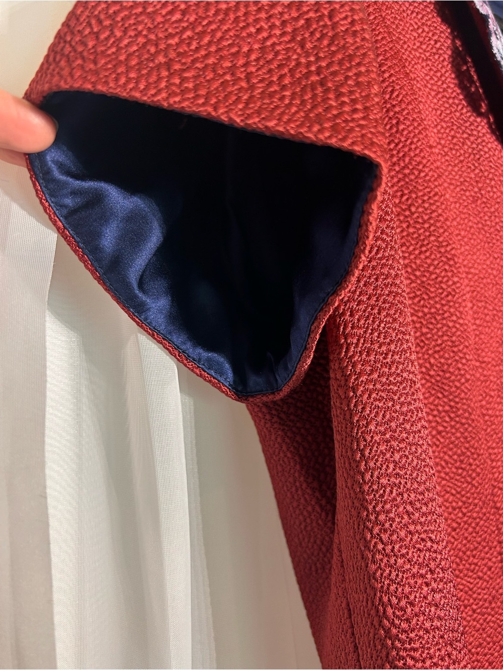 Peggy Jennings - Red & Purple Dress with Embroidered Multicolor Collar - Picture 7 of 12
